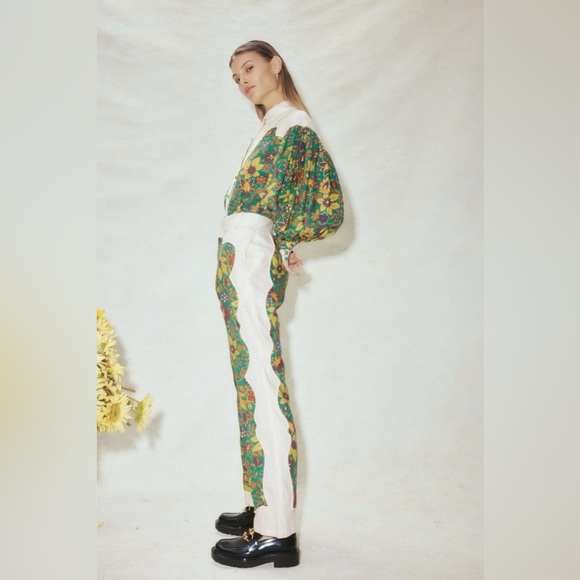 ALÉMAIS Isabella paneled floral-print linen blouse size 6 AUS - Picture 5 of 13